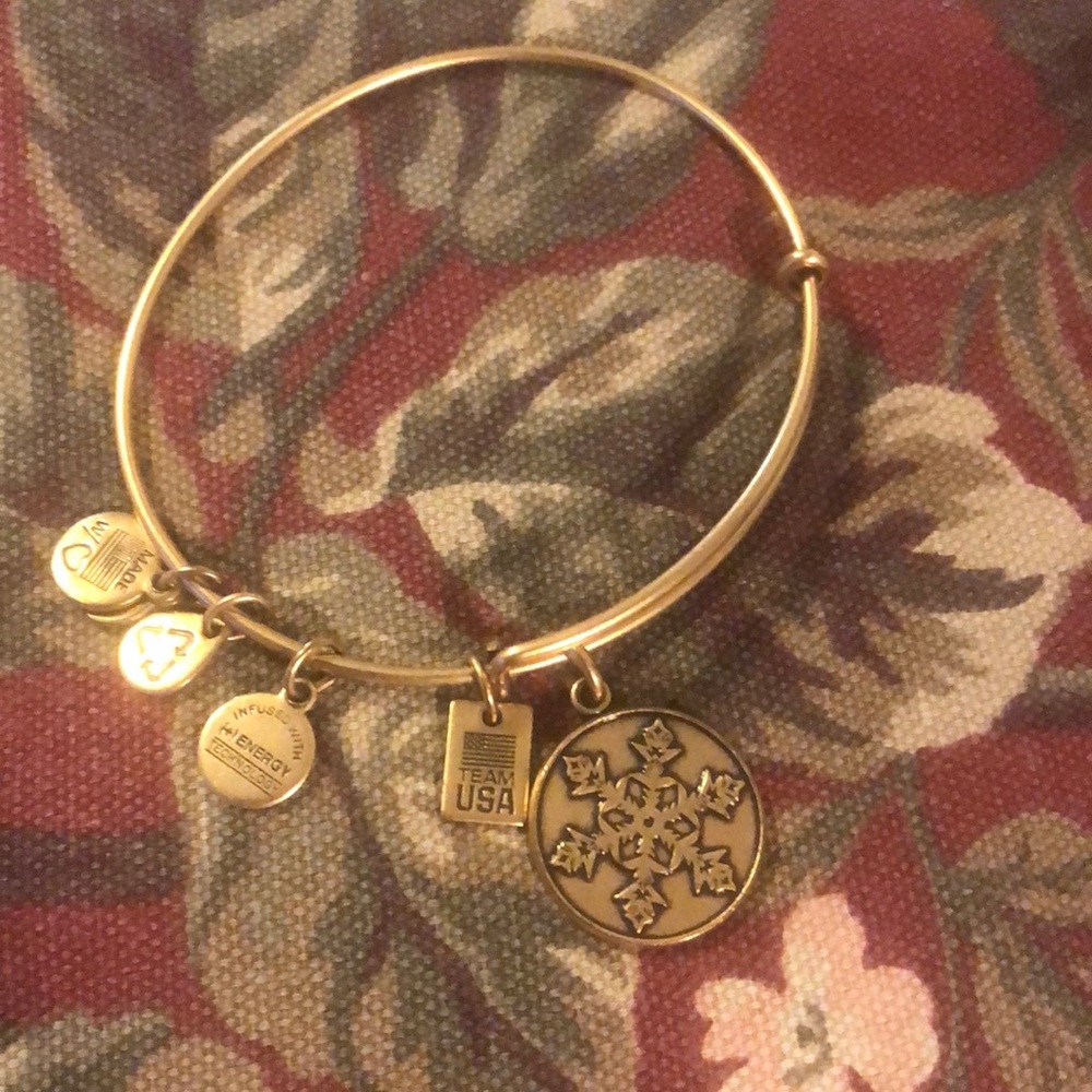 Alex and Ani snowflake bracelet gold tone